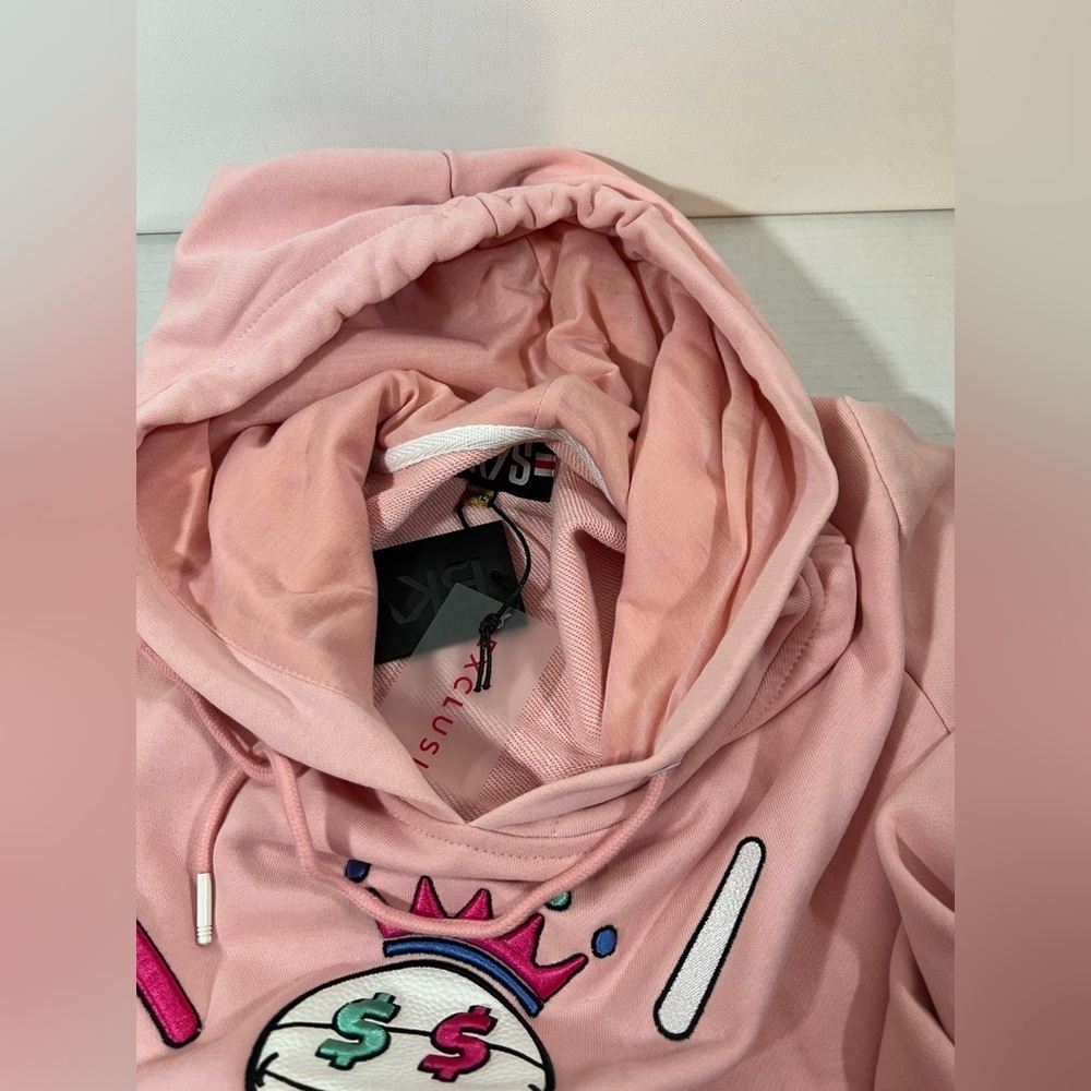 BKYS Sweatshirt Hoodie Brick Toy Men Pink Graphic Kangaroo Pocket Drawcord 2XL - Picture 10 of 11